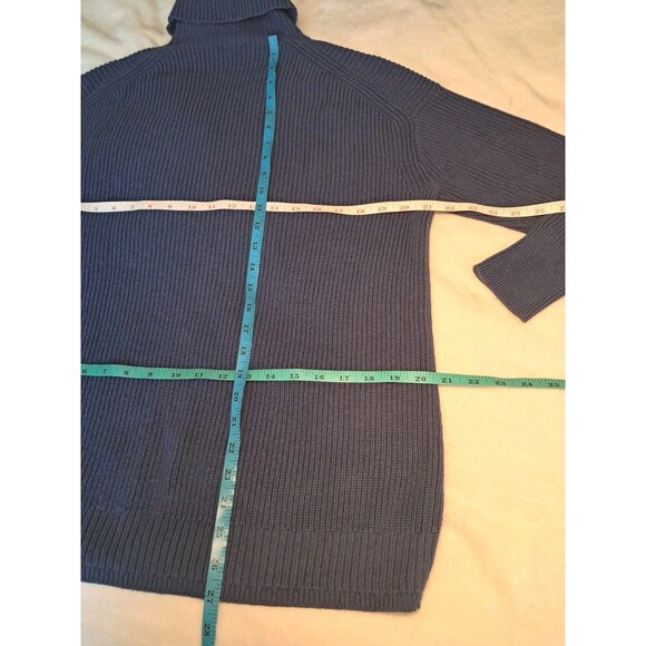 J.CREW Ribbed Cotton-Cashmere Relaxed Turtleneck Sweater Blue BB427 Size S - Picture 7 of 9